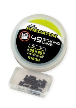Fox Rage Predator 49 Strand Steel Wire 29kgs/65lb (10m) With Crimps Size 1 (20 Pcs)